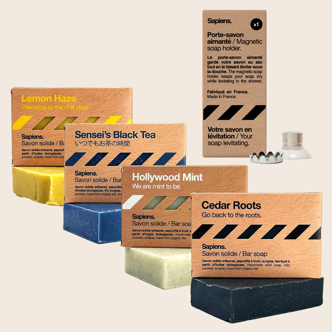 Pack 4 Savons + Porte-Savon Aimanté - Sapiens